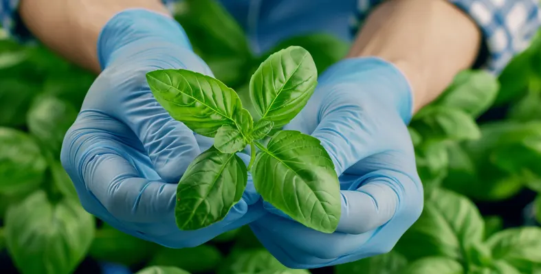 Researcher using CRISPR technology to edit plant genes