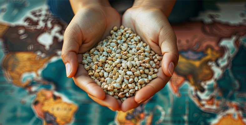 hand holding grains