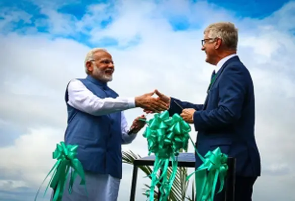 Indian Prime Minister Narendra Modi inaugurates Resilient Rice Field Laboratory at the International Rice Research Institute (IRRI). (Image source: IRRI)