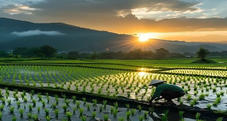 Farmer standing in a field.